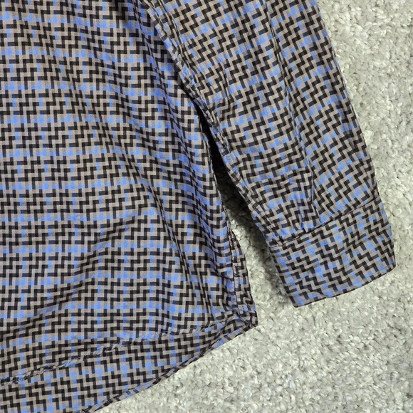Burberry London Men Zig Zag Print Shirt Size XL USA Made Office‎ Classic Luxury - Picture 3 of 12